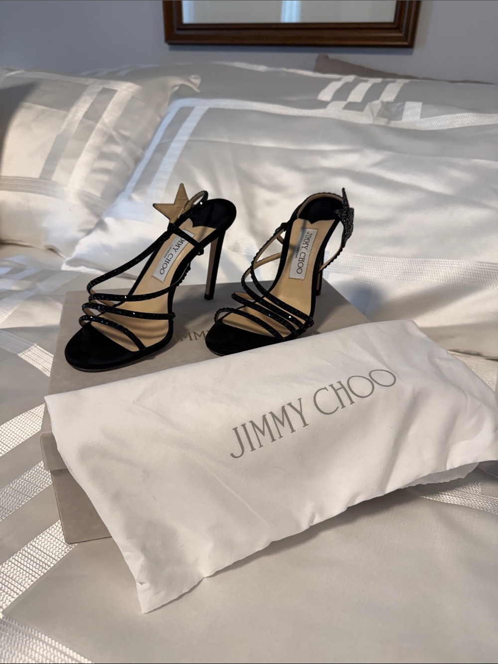 Jimmy Choo Black Strappy Stiletto Sandals